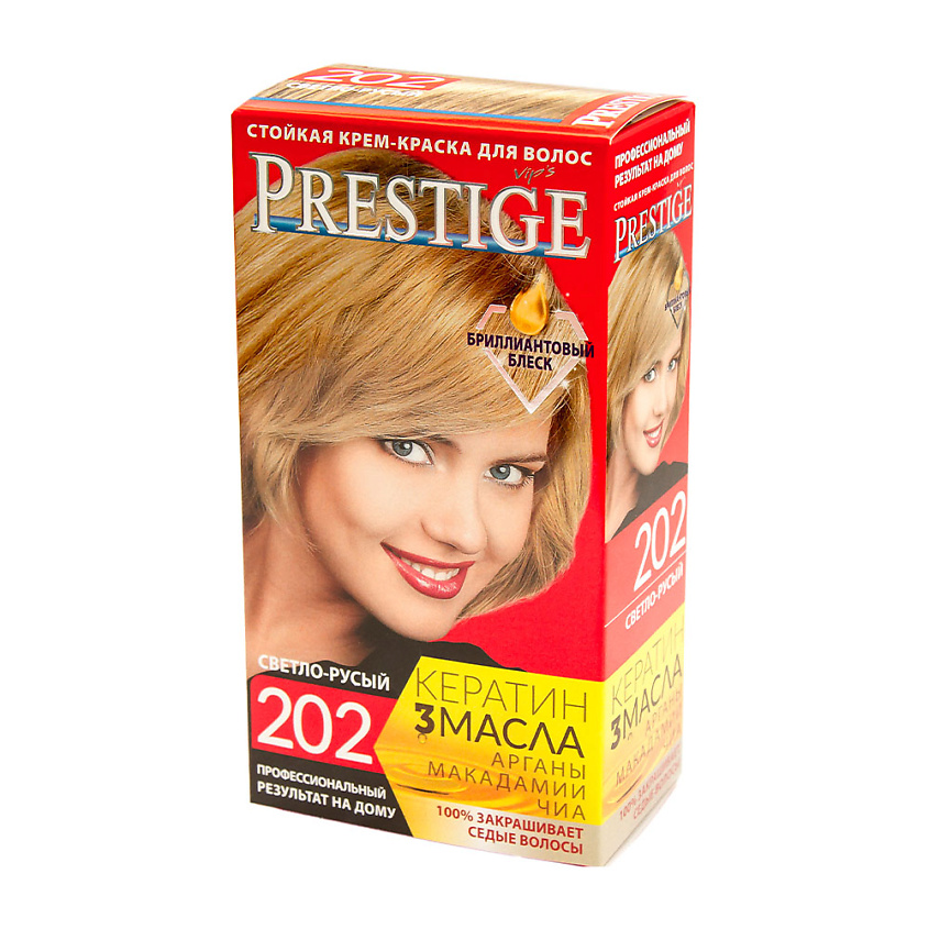 Изображение товара VIP`S PRESTIGE Стойкая крем-краска для волос, Светло-русый 202 краска 50 мл, проявляющая эмульсия 50 мл, саше с маской 15 мл