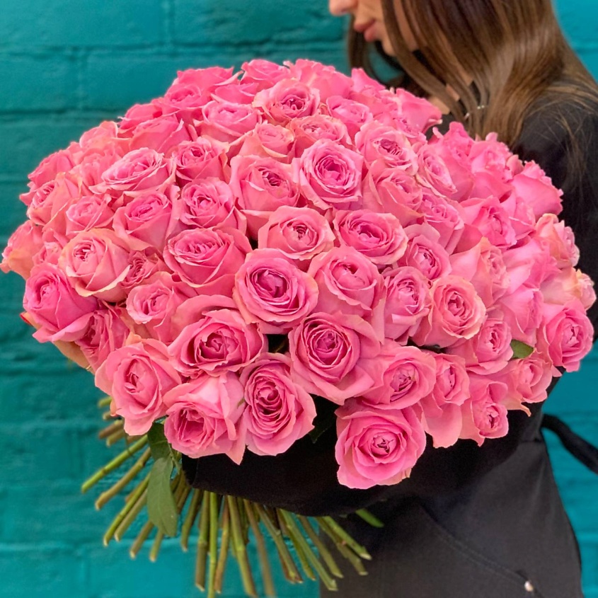 Изображение товара ЦВЕТЫ МИШКИ Букет из 75 розовых роз, 1 шт.