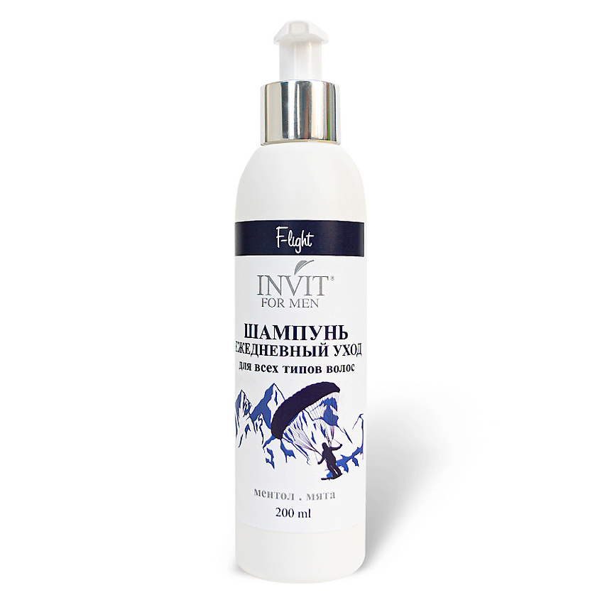 Изображение товара INVIT Шампунь F-light ЕЖЕДНЕВНЫЙ УХОД с ментолом и мятой, 200 мл