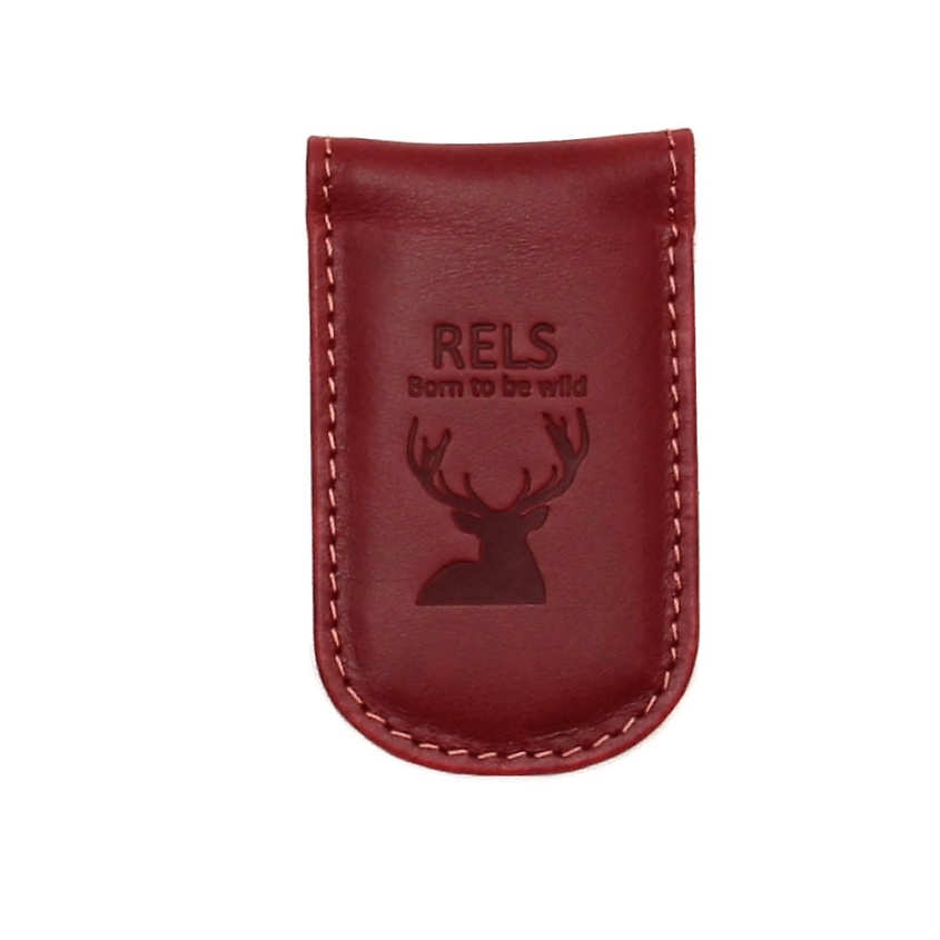 Изображение товара Зажим для денег RELS Оk Wild Бордовый натуральная кожа магнитный компактный
