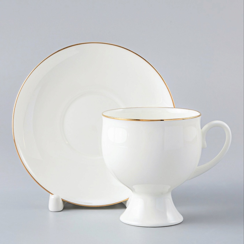 Изображение товара ИМПЕРАТОРСКИЙ ФАРФОРОВЫЙ ЗАВОД Чашка с блюдцем кофейная "Золотая лента", 1 шт.