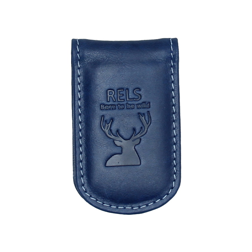 Изображение товара RELS Зажим для денег Ok Wild из натуральной кожи с магнитом Синий