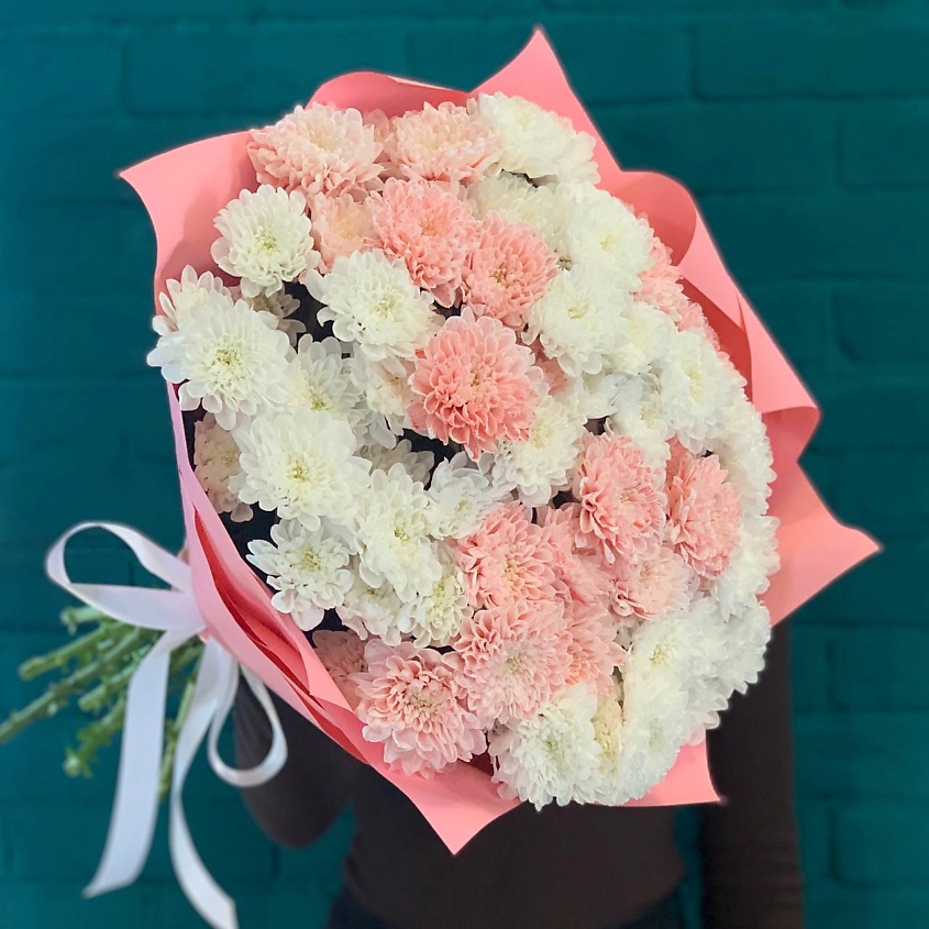 Изображение товара Букет из 11 хризантем Цветы Мишки - свежие и яркие цветы для подарка