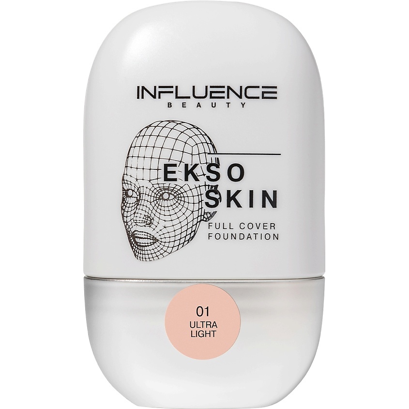 Изображение товара INFLUENCE BEAUTY Тональная основа с высокой степенью покрытия Ekso Skin, № 01 Ultra Light/Ультрасветлый, 25 мл