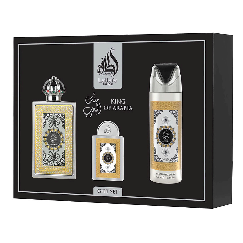Изображение товара LATTAFA Набор King Of Arabia: Парфюмерная вода + Дезодорант, 100 мл + 20 мл + 200 мл