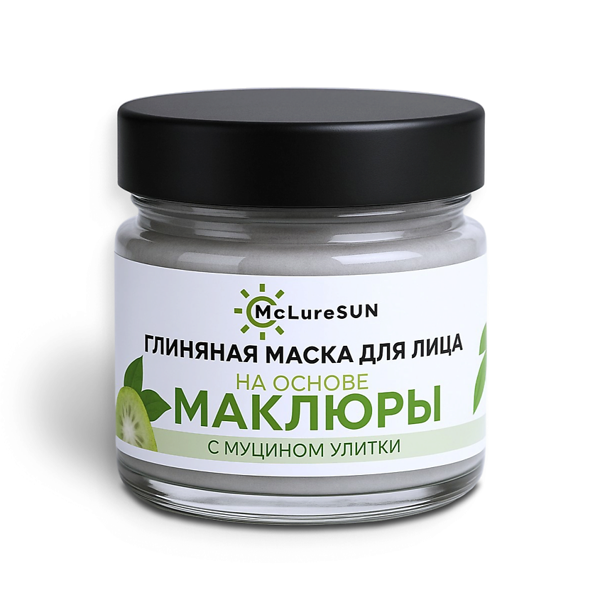 Изображение товара MCLURESUN Маска косметическая для лица глиняная, очищающая, с маклюрой и муцином улитки, 1 шт.