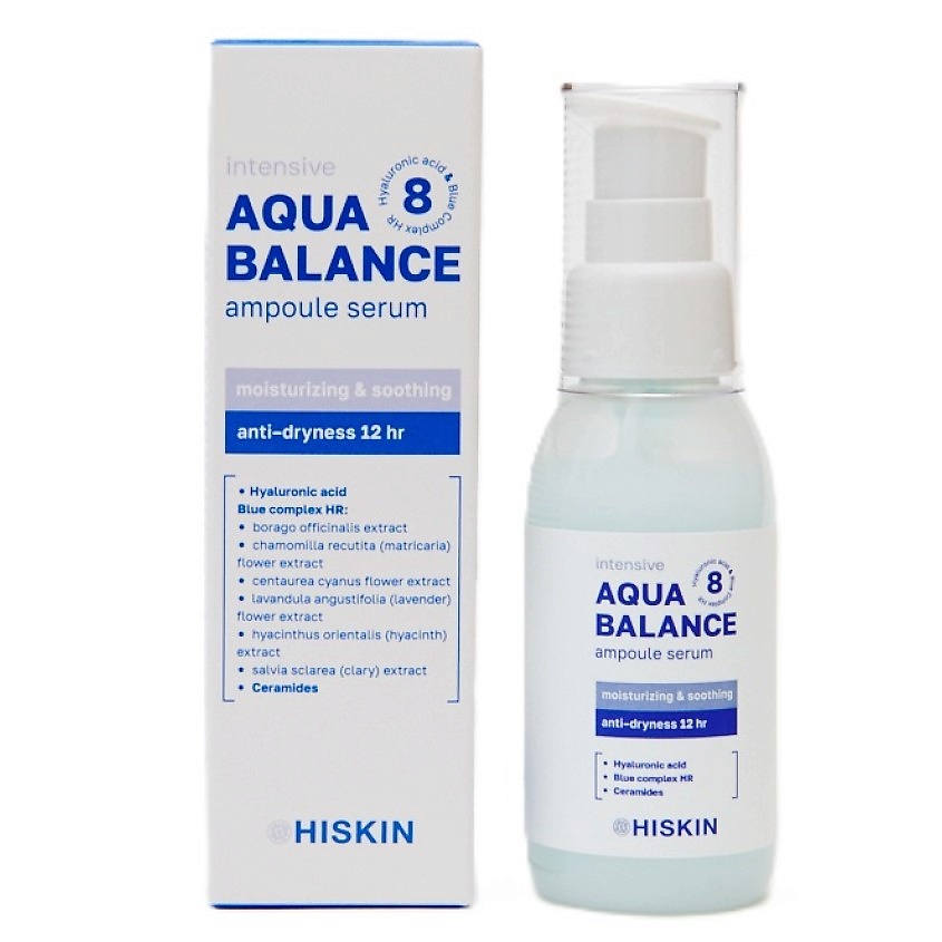 Изображение товара HISKIN Сыворотка для лица ампульная 12 часов увлажнения AQUA BALANCE, 55 мл