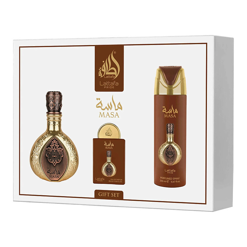 Изображение товара LATTAFA Набор Masa: Парфюмерная вода + Дезодорант, 100 мл + 20 мл + 200 мл