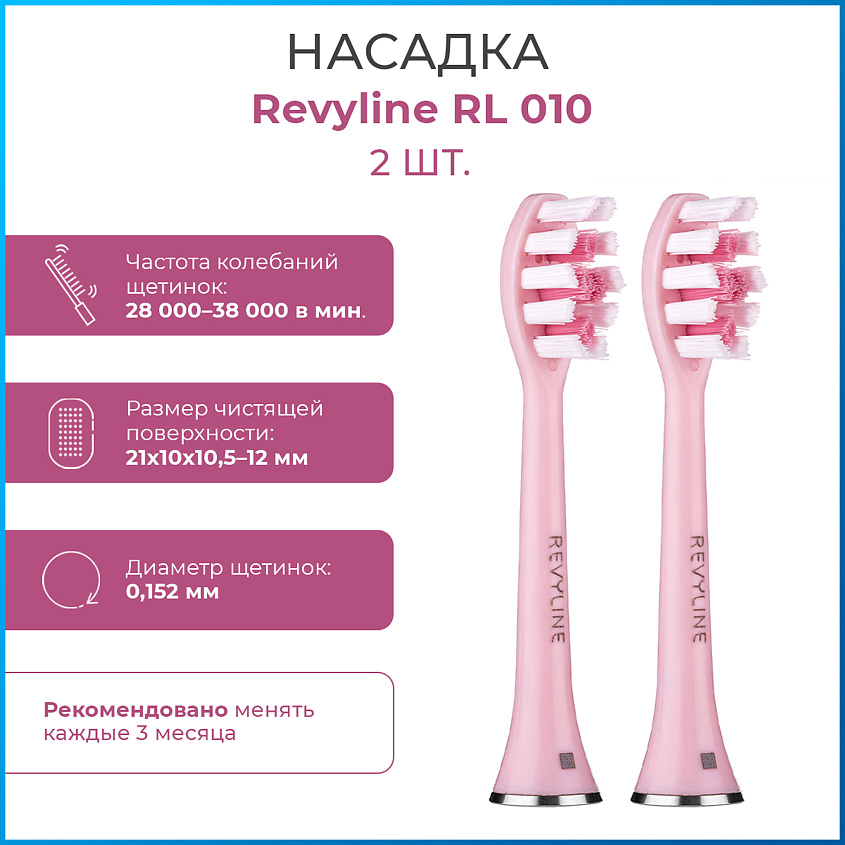 Изображение товара Розовая сменная насадка Revyline RL 010 для электрической зубной щетки