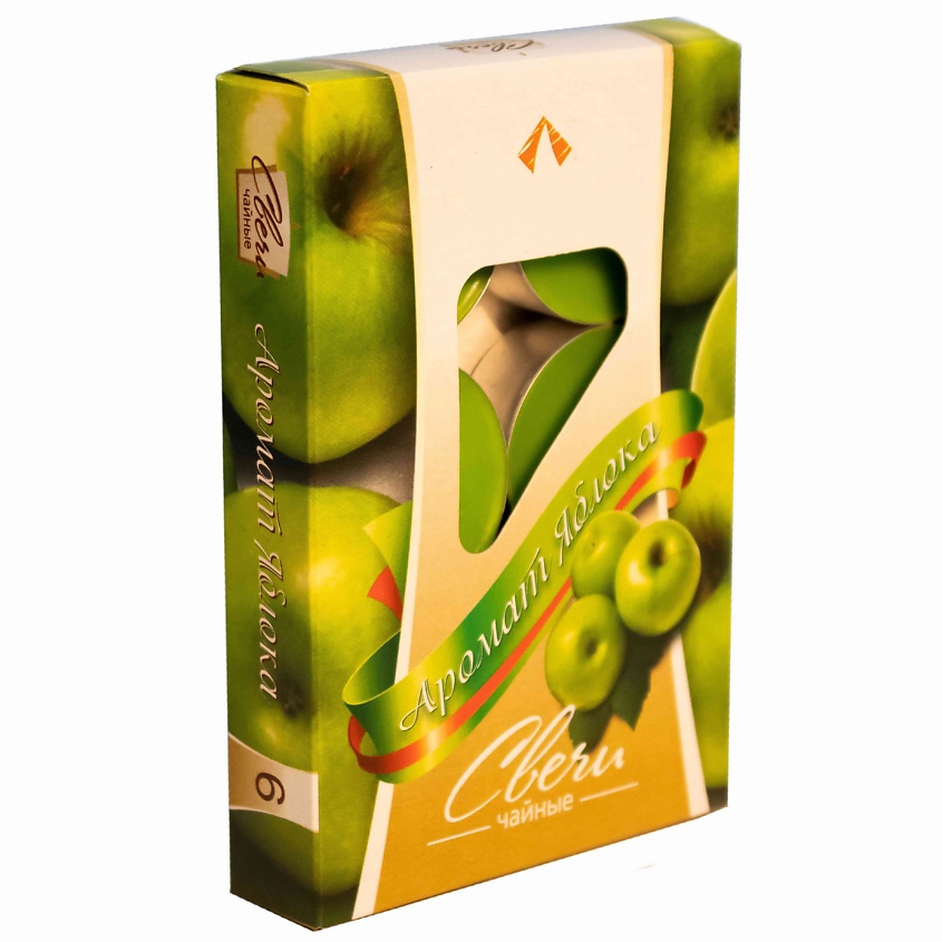 Изображение товара HOME INTERIORS Свечи чайные аромат "Зеленое яблоко" в наборе, Зеленый