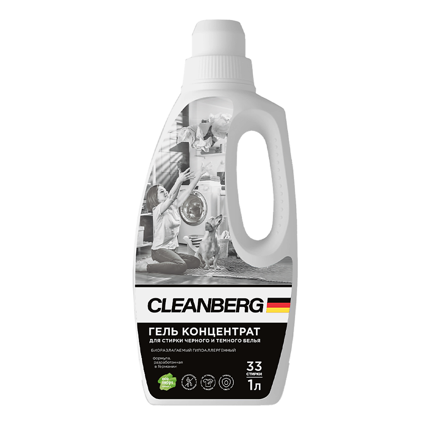 Изображение товара CLEANBERG Гель для стирки черного и темного белья без запаха, 1 литр
