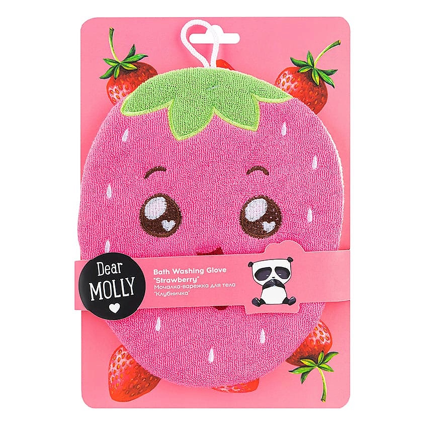 Изображение товара DEAR MOLLY Мочалка-варежка для тела "Клубничка" Bath Washing Glove Strawberry, 1 шт.