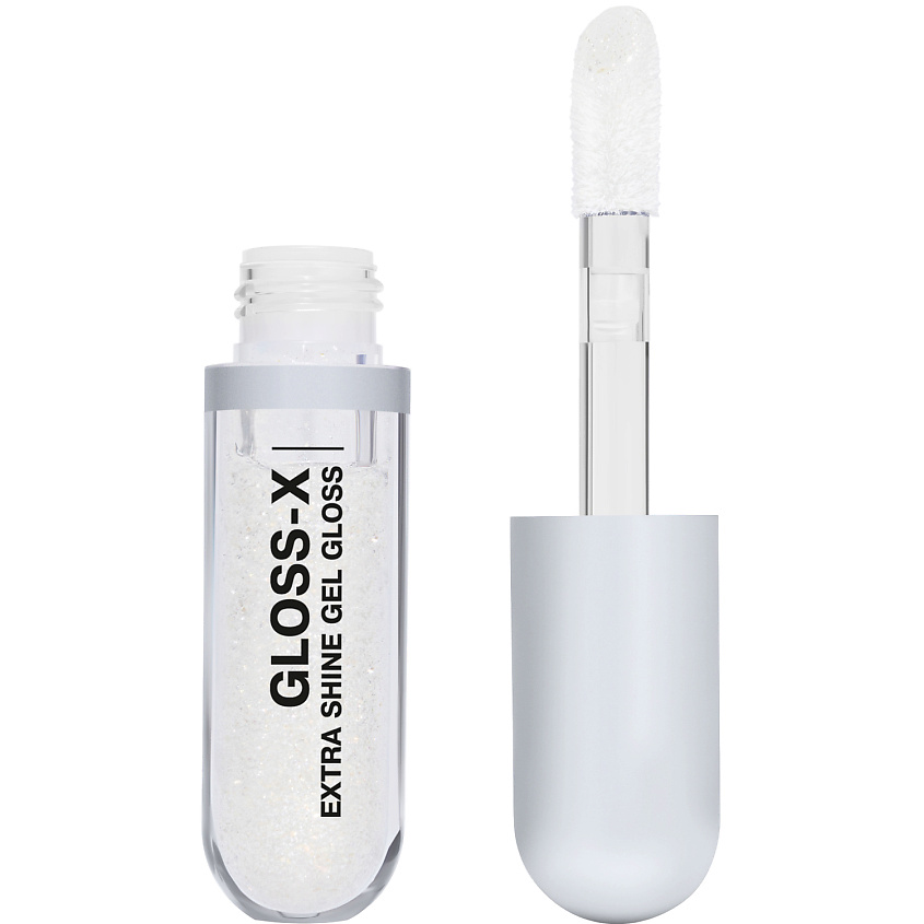 Изображение товара INFLUENCE BEAUTY Гель-блеск для губ Gloss-X, № 02 Cyber Shimmer/Прозрачный с серебряными блестками, 3,4 Мл