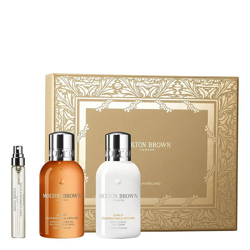 Изображение товара MOLTON BROWN Набор Sunlit Clementine & Vetiver Gift Set, 7.5 мл + 100 мл + 100 мл