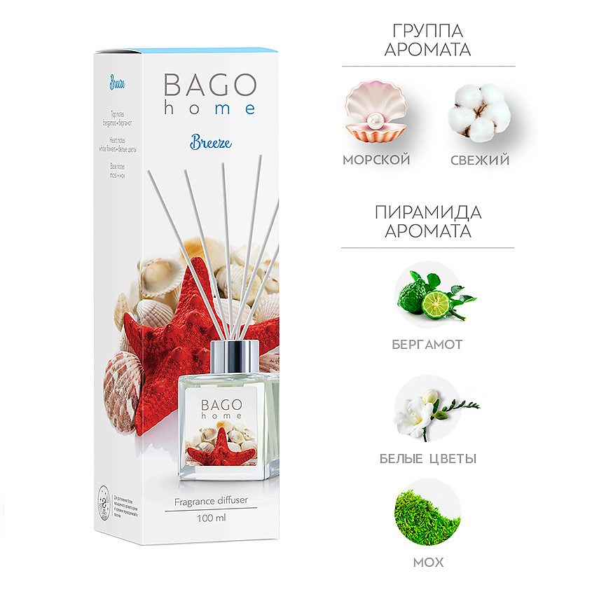 Изображение товара BAGO HOME Ароматический диффузор Бриз, 100 мл