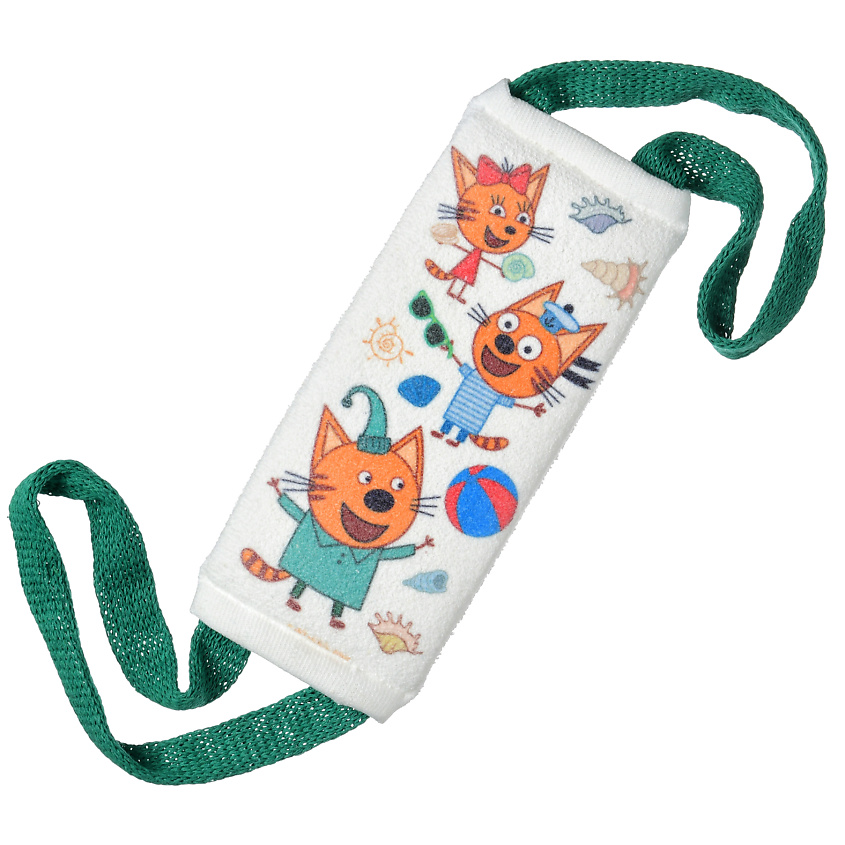 Изображение товара UVITON Мочалка Три кота детская Лето, Зеленый для купания