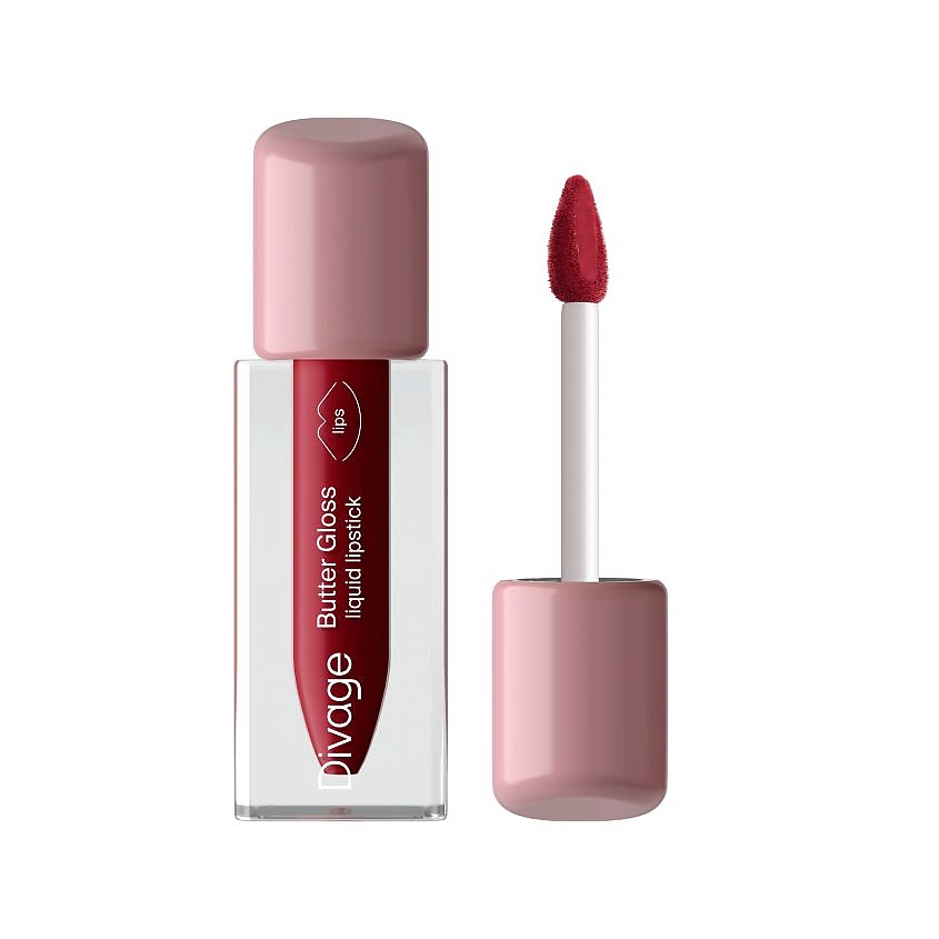 Изображение товара DIVAGE Помада для губ жидкая Liquid Lip Butter Gloss, № 08, гранатовый, 2,8 мл