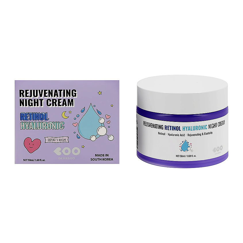 Изображение товара DEARBOO Ночной крем для лица с ретинолом и гиалуроновой кислотой 50 г