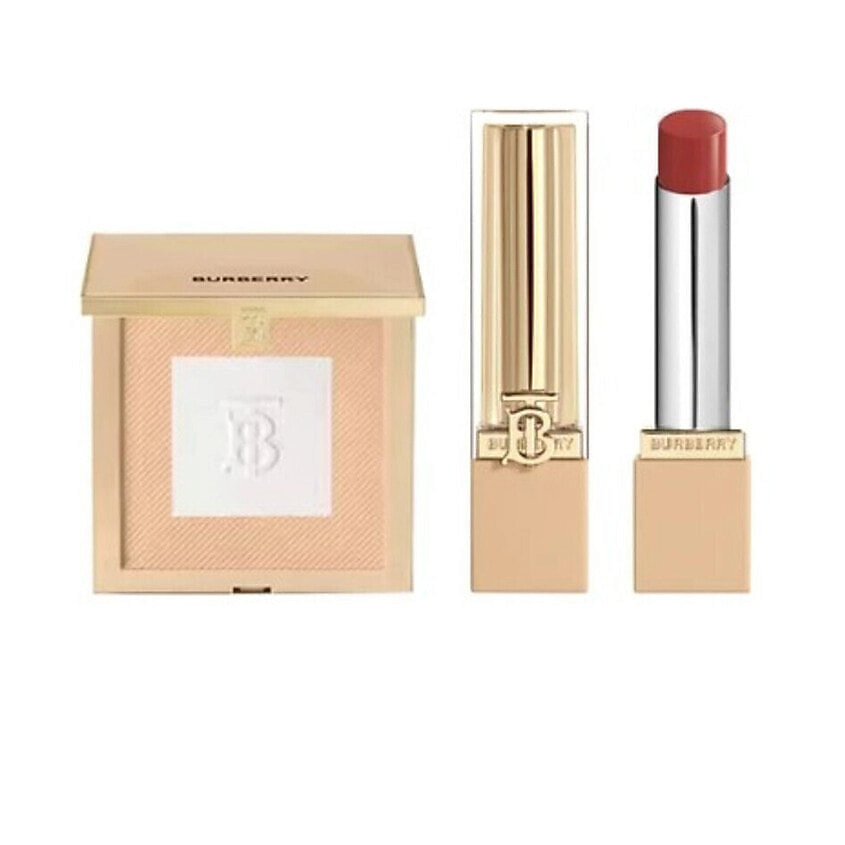 Изображение товара Набор пудра и помада Burberry Beyond Wear и Brit Shine Lipstick Medium Russet