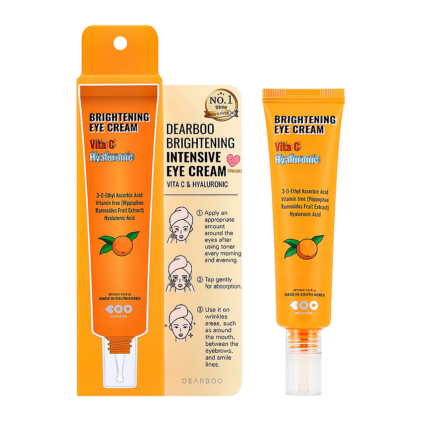Изображение товара DEARBOO Крем для контура глаз с витамином С и экстрактом облепихи (выравнивающий тон кожи), 30 г
