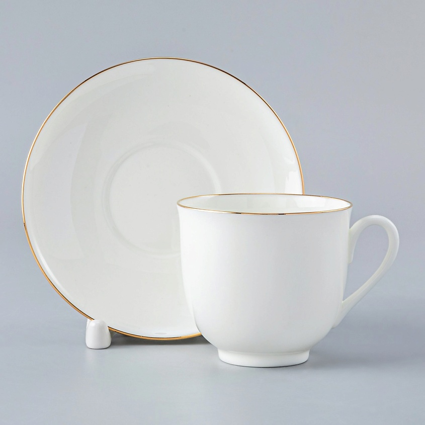 Изображение товара ИМПЕРАТОРСКИЙ ФАРФОРОВЫЙ ЗАВОД Чашка с блюдцем кофейная "Ландыш. Золотой кантик", 1 шт.