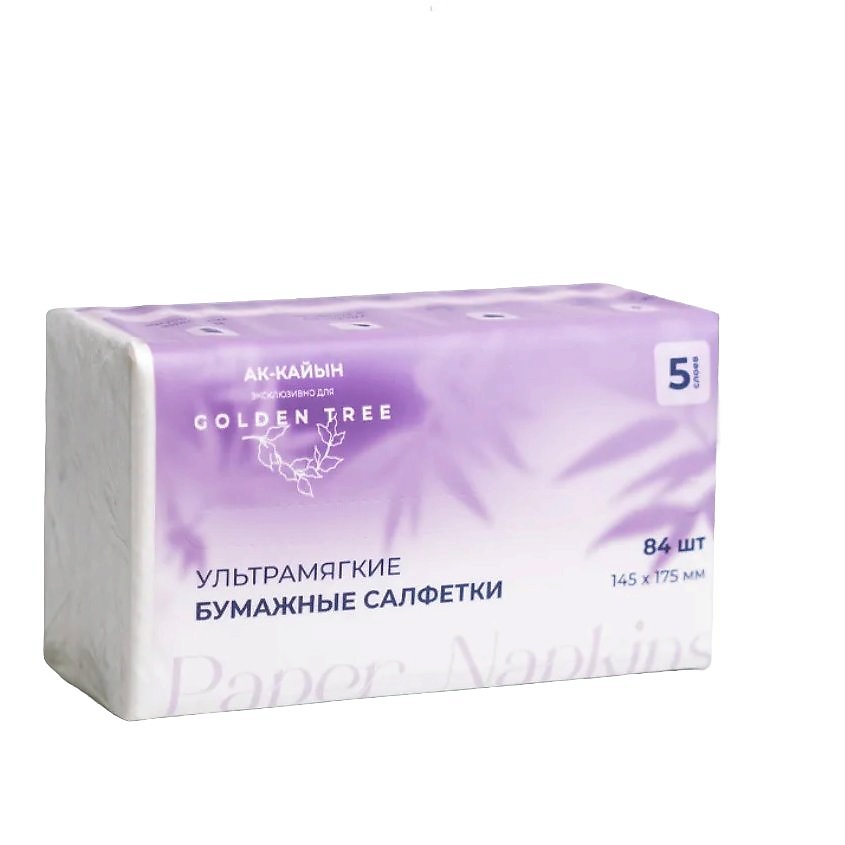 Изображение товара ГОЛДЕН ТРИ Салфетки бумажные пятислойные, 1 шт.