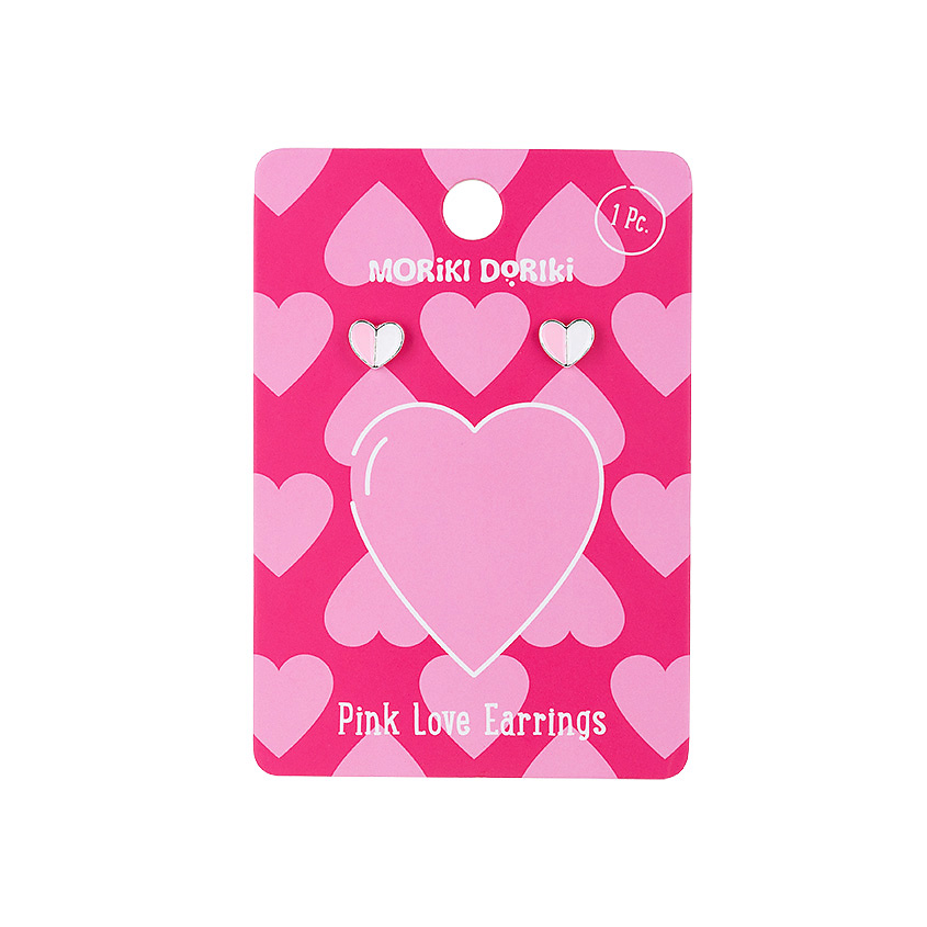 Изображение товара МОРИКИ ДОРИКИ Сережки Little Star Pink Love в форме сердечек розовые и белые