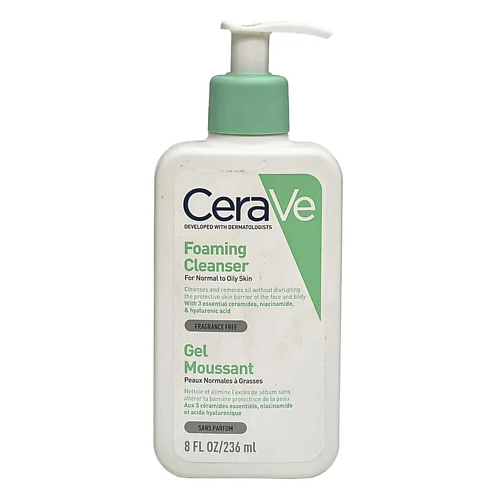 

CERAVE Foaming Cleanser гель очищающий, для нормальной и жирной кожи лица и тела 236, Foaming Cleanser гель очищающий, для нормальной и жирной кожи лица и тела