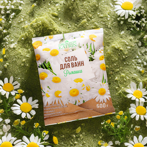

LABORATORY KATRIN Натуральная морская соль для ванн в пакете Ромашка 500, Натуральная морская соль для ванн в пакете Ромашка