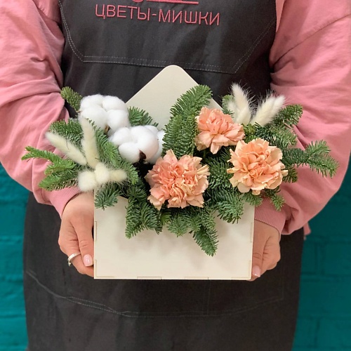 

ЦВЕТЫ МИШКИ Композиция из нобилиса и гвоздики, Композиция из нобилиса и гвоздики