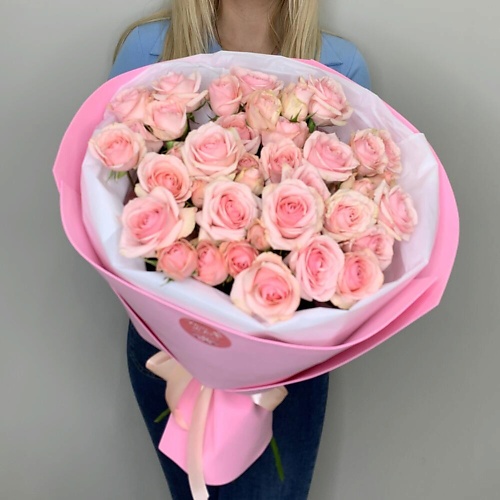 

FLEUR DE FEE ЦВЕТОЧНАЯ ФЕЯ Букет из кустовых розовых роз Старблаш (11 веток) в розовом оформлен, Букет из кустовых розовых роз Старблаш (11 веток) в розовом оформлен