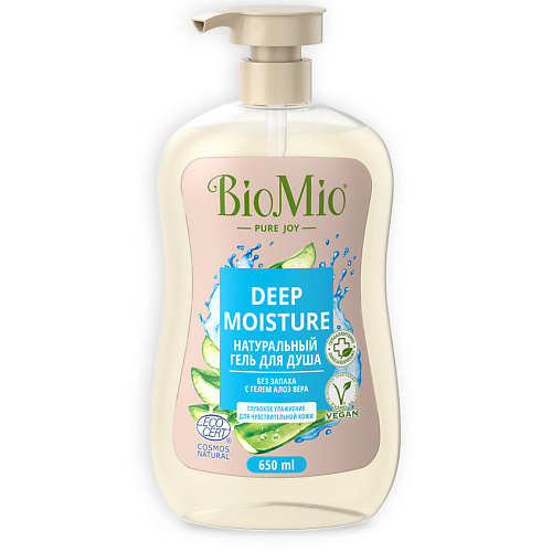 

BIO MIO Натуральный гель для душа без запаха с гелем алоэ вера Deep Moisture 650, Натуральный гель для душа без запаха с гелем алоэ вера Deep Moisture
