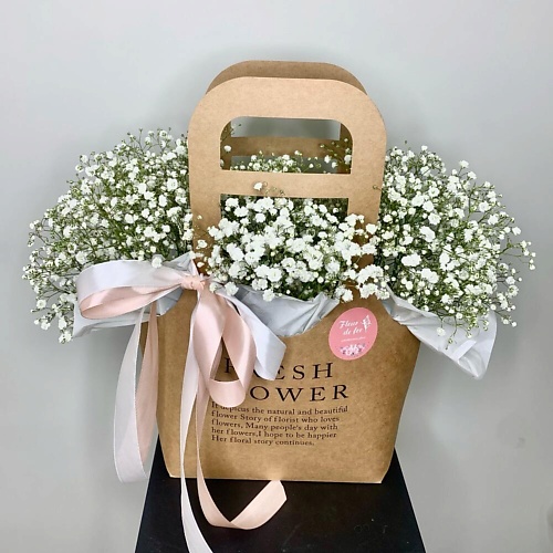 

FLEUR DE FEE ЦВЕТОЧНАЯ ФЕЯ Букет в сумочке из гипсофилы (белая), Букет в сумочке из гипсофилы (белая)