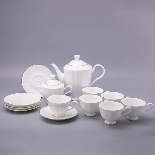 

ИМПЕРАТОРСКИЙ ФАРФОРОВЫЙ ЗАВОД Сервиз чайный на шесть персон "Нега. Платиновая лента", Сервиз чайный на шесть персон "Нега. Платиновая лента"