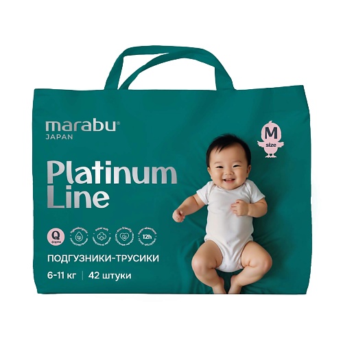 

MARABU Подгузники-трусики Platinum Line (6-11 кг) 42 шт, Подгузники-трусики Platinum Line (6-11 кг) 42 шт