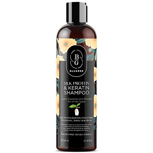 

BLUGREE Шампунь с Протеином шелка и Кератином 350, Шампунь с Протеином шелка и Кератином