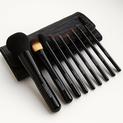 

LUXEHAVEN Базовый набор кистей для макияжа лица и глаз с чехлом, Базовый набор кистей для макияжа лица и глаз с чехлом