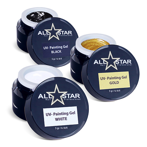 

ALL STAR PROFESSIONAL Набор гелевых красок для дизайна ногтей, без липкого слоя, Набор гелевых красок для дизайна ногтей, без липкого слоя