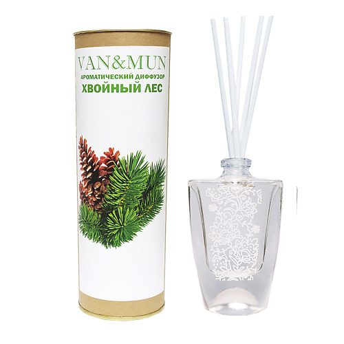 

VAN&MUN Ароматический диффузор Хвойный лес с палочками для дома и офиса 45, Ароматический диффузор Хвойный лес с палочками для дома и офиса