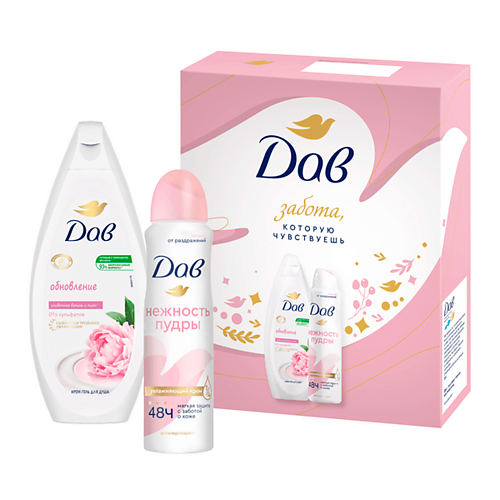 

DOVE ДАВ Подарочный набор ОБНОВЛЕНИЕ Крем-гель для душа + Дезодорант антиперспирант, ДАВ Подарочный набор ОБНОВЛЕНИЕ Крем-гель для душа + Дезодорант антиперспирант