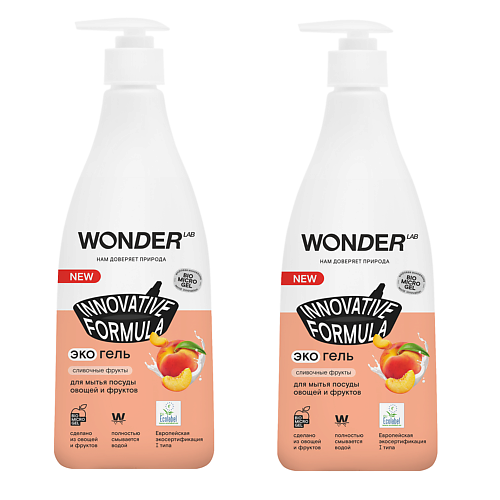 

WONDER LAB Эко гель для мытья посуды сливочные фрукты 1100, Эко гель для мытья посуды сливочные фрукты