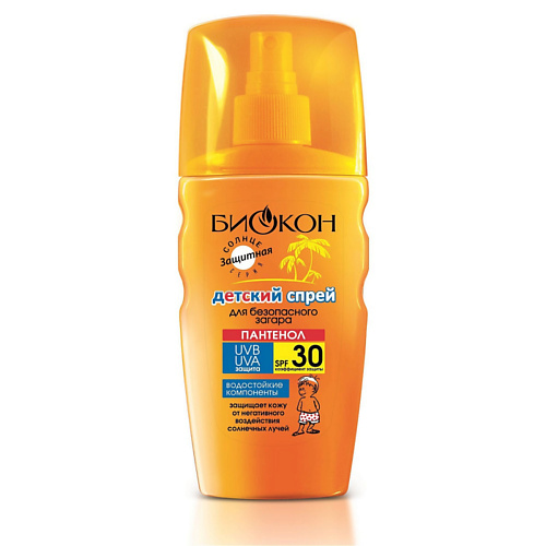 

БИОКОН Детский спрей для безопасного загара SPF 30 160, Детский спрей для безопасного загара SPF 30