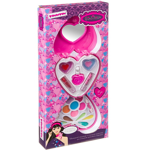 

BONDIBON Набор декоративной косметики Eva Moda "Косметичка-сердце" 2 уровня с зеркальцем, Набор декоративной косметики Eva Moda "Косметичка-сердце" 2 уровня с зеркальцем