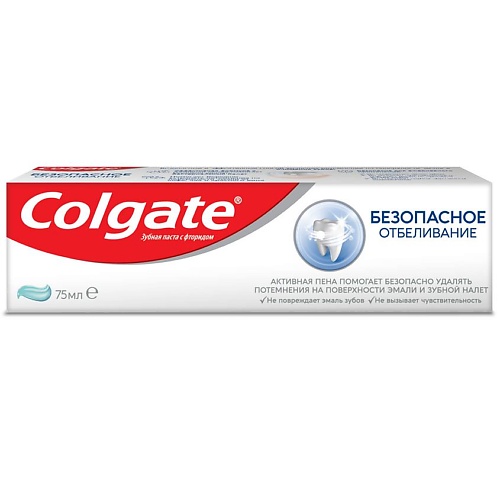 

COLGATE Отбеливающая зубная паста Безопасное Отбеливание Safe Whitening 75, Отбеливающая зубная паста Безопасное Отбеливание Safe Whitening