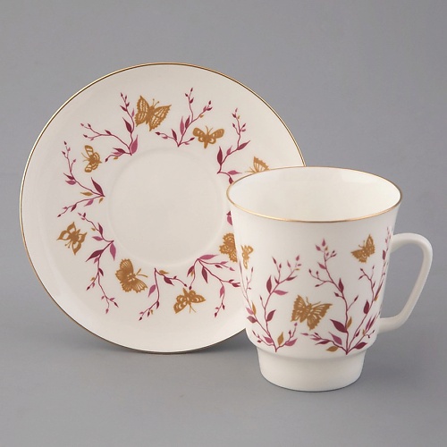 

ИМПЕРАТОРСКИЙ ФАРФОРОВЫЙ ЗАВОД Чашка с блюдцем кофейная "Розовые веточки", Чашка с блюдцем кофейная "Розовые веточки"