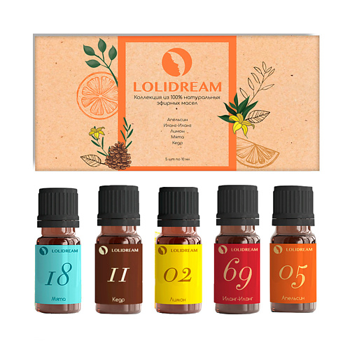 

LOLIDREAM Набор натуральных эфирных масел Радость 10, Набор натуральных эфирных масел Радость