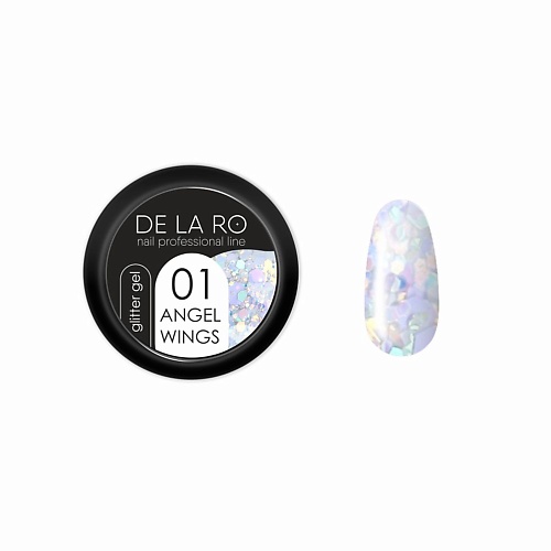 

DE LA RO Глиттер гель для ногтей Angel Wings, Глиттер гель для ногтей Angel Wings