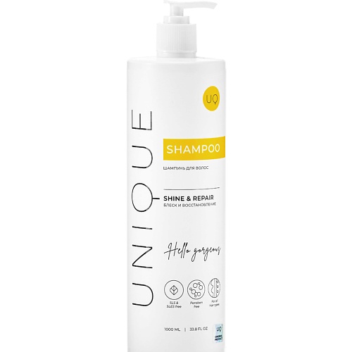 

UNIQUEPRO Бессульфатный шампунь без SLS и SLES, блеск и восстановление 1000, Бессульфатный шампунь без SLS и SLES, блеск и восстановление