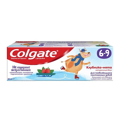 

COLGATE Детская зубная паста с фторидом 6-9 Клубника-мята Strawberry and Mint 60, Детская зубная паста с фторидом 6-9 Клубника-мята Strawberry and Mint