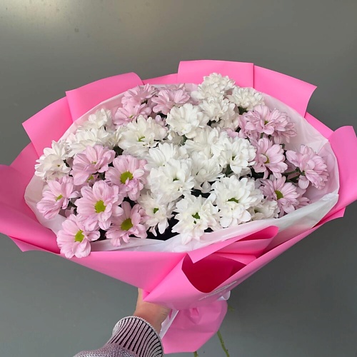 

FLEUR DE FEE ЦВЕТОЧНАЯ ФЕЯ Букет из 7 белых и розовых ромашковых кустовых хризантем, Букет из 7 белых и розовых ромашковых кустовых хризантем